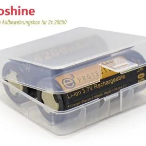 Batterie-Aufbewahrungsbox für 2x 26650 transparent – Produktübersicht Batterie-Aufbewahrungsbox für 2x 26650 transparent – Produktübersicht