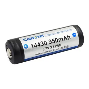 Keeppower 14430 - 950mAh 3.6V - 3.7V بطارية ليثيوم أيون PCB محمية P1443C2 – نظرة عامة على المنتج