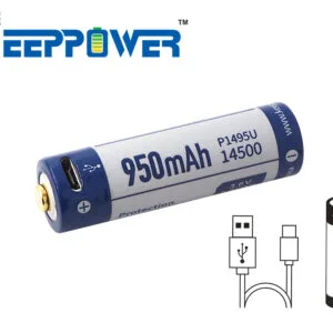 Keeppower 14500 - 950mAh Li-Ion 3.7V - 3.6V مع إمكانية شحن USB وثنائي الفينيل متعدد الكلور P1495U – نظرة عامة على المنتج