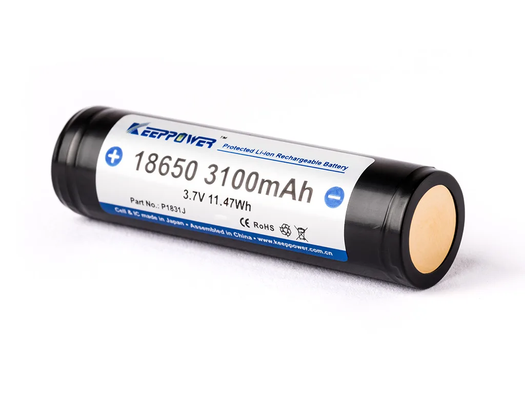 Keeppower 18650 - 3100mAh, 3.7V Li-ion battery protected button top – detail view 2 Keeppower 18650 - 3100mAh, 3.7V Li-ion battery protected button top – detail view 2