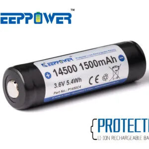 Keeppower 14500 - *1500mAh, 3.6V - 3.7V بطارية Li-Ion ** PCB محمية P1450C4 – نظرة عامة على المنتج