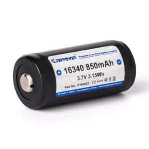 Keeppower 16340 - 850mAh 3.6V - 3.7V (قطب موجب مرفوع) بطارية ليثيوم أيون P1634C2 – نظرة عامة على المنتج