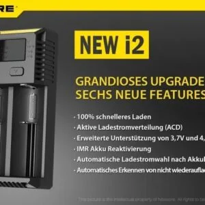 Nitecore NEU i2 – Ladegerät für Li-Ion, LiFePo, Ni-MH, Ni-CD Akkus (Neue Version) – Produktübersicht Nitecore NEU i2 – Ladegerät für Li-Ion, LiFePo, Ni-MH, Ni-CD Akkus (Neue Version) – Produktübersicht