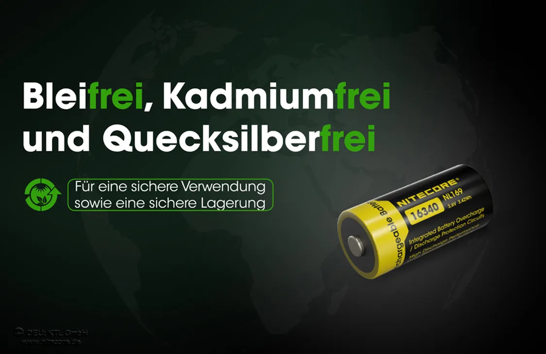 نوع بطارية نايتكور Li-Ion 16340 - NL166 - 650mAh 3.7V RCR123A – عرض تفصيلي 7 نوع بطارية نايتكور Li-Ion 16340 - NL166 - 650mAh 3.7V RCR123A – عرض تفصيلي 7