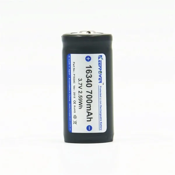 Keeppower 16340 - 700mAh, 3.7V Li-Ion battery protected – detail view 2 Keeppower 16340 - 700mAh, 3.7V Li-Ion battery protected – detail view 2