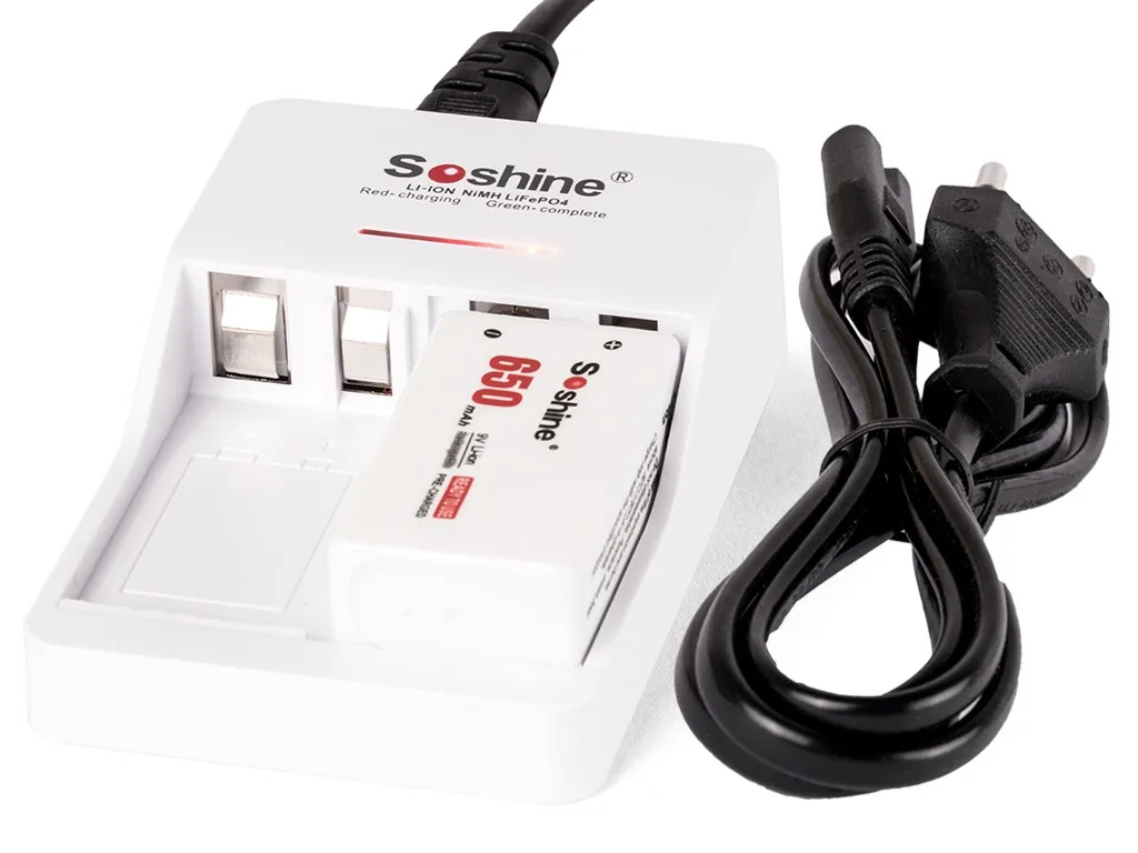 Soshine V1 9V Block 6F22 Li-Ion, Ni-MH, LiFePO4 Akkuladegerät – Produktübersicht Soshine V1 9V Block 6F22 Li-Ion, Ni-MH, LiFePO4 Akkuladegerät – Produktübersicht