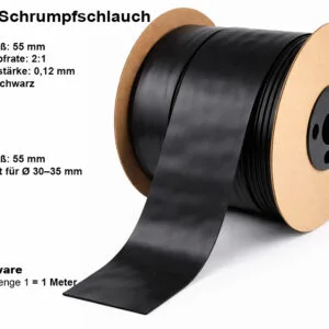Schrumpfschlauch Schwarz 55 mm x 0.12 mm (1 Meter) – Produktübersicht Schrumpfschlauch Schwarz 55 mm x 0.12 mm (1 Meter) – Produktübersicht